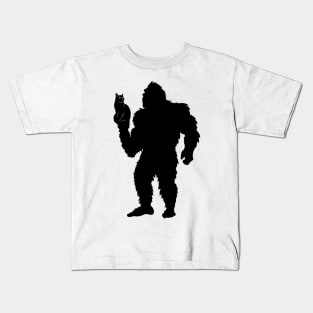 Bigfoot Sasquatch Cat Silhouette Kids T-Shirt